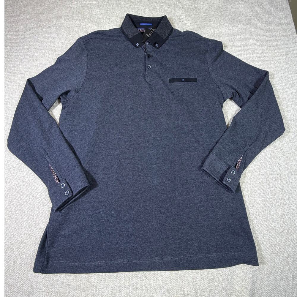 NWT Visconti Black Men Gray 2XL Long Sleeve Polo Shirt P3709 Casual Wear Comfort